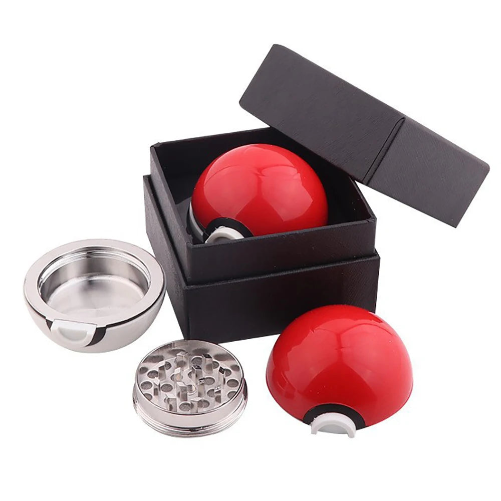 50MM Ball Shaped Herb Grinder Spice Miller 3 layers Red Orange Gift Box Metal Cartoon Herb Grinder